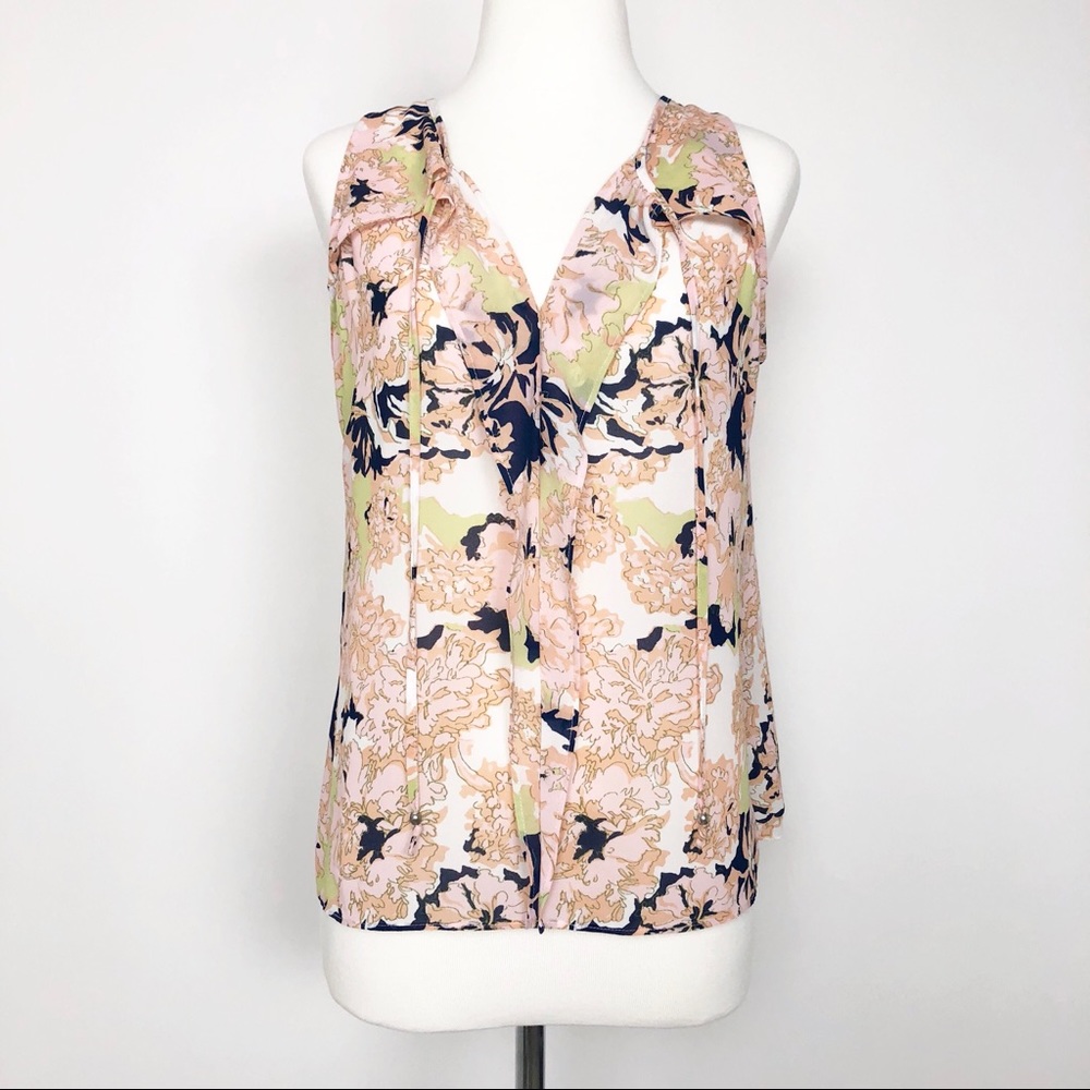 Rose & Olive Floral Sleeveless Blouse Top Size M